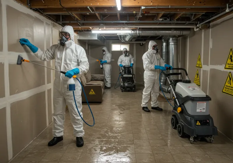 Basement Moisture Removal and Structural Drying process in Fontana, CA